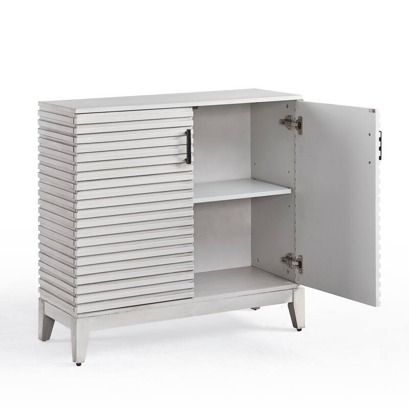Morden Fort Wood Sideboard Storage Buffet Cabinet with 3D Stripes Doors