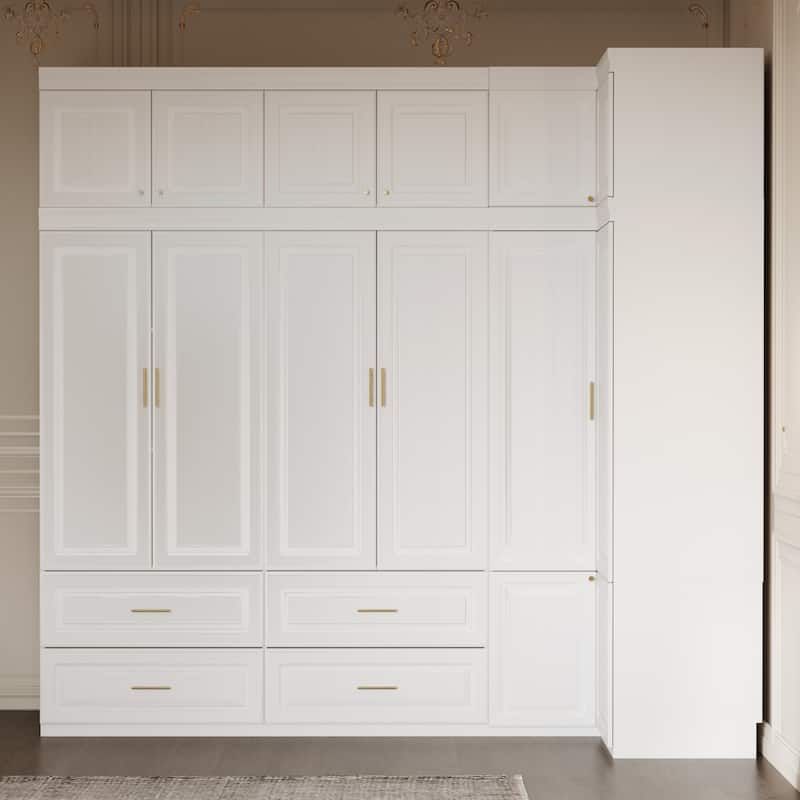93.9"H/74.2"H Armoires Wardrobe Closet Cabinet Hanging Drawers Storage