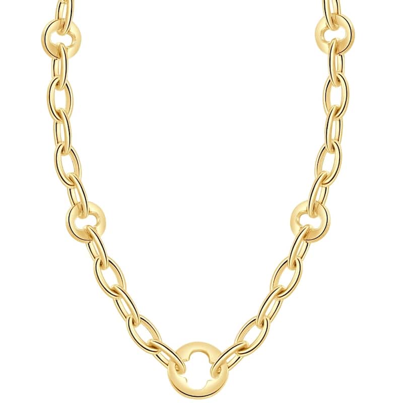 Bliss Diamond Yellow Gold Women's 24" Chain Necklace 32.1 Grams 9.5mm Thick - Yellow - 18 Inch - White