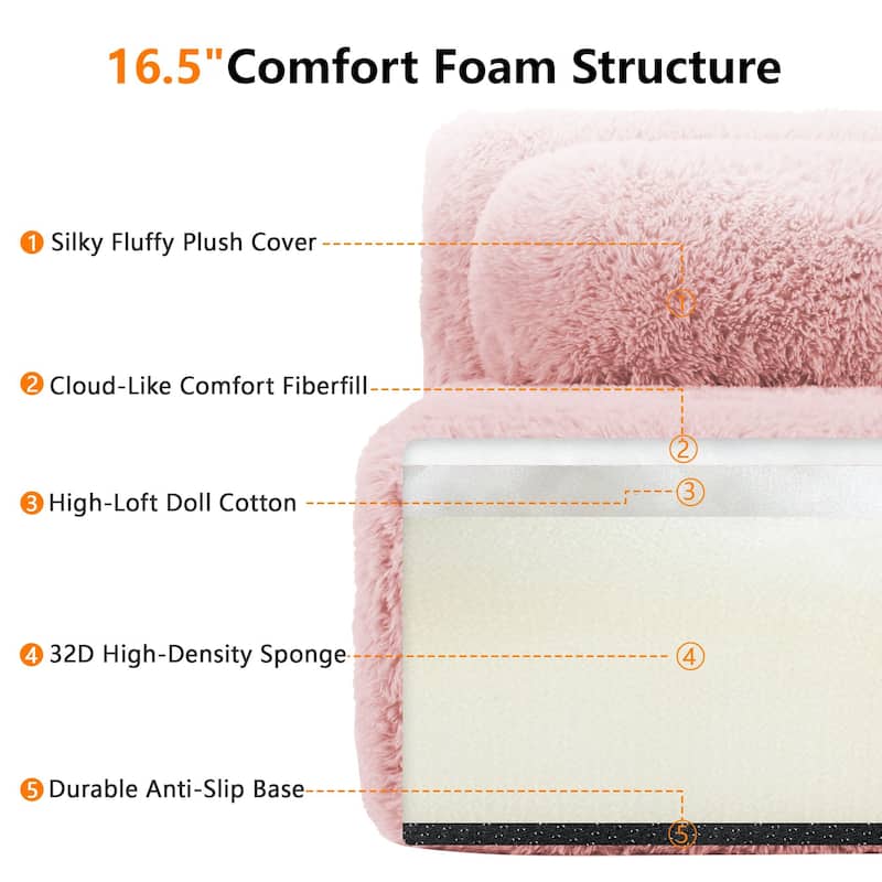 Rossetta 149'' Modern 4-seater Soft Fluffy Plush Fabric Modular Sectional Deep Sofa Couches, Free Combination Buckle Connection