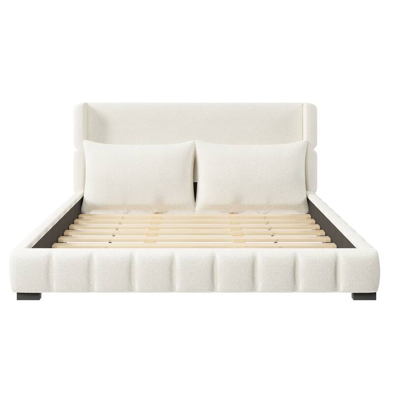 Upholstered Platform Bed with 2 Cushioned Pillows by Harper&Bright Designs