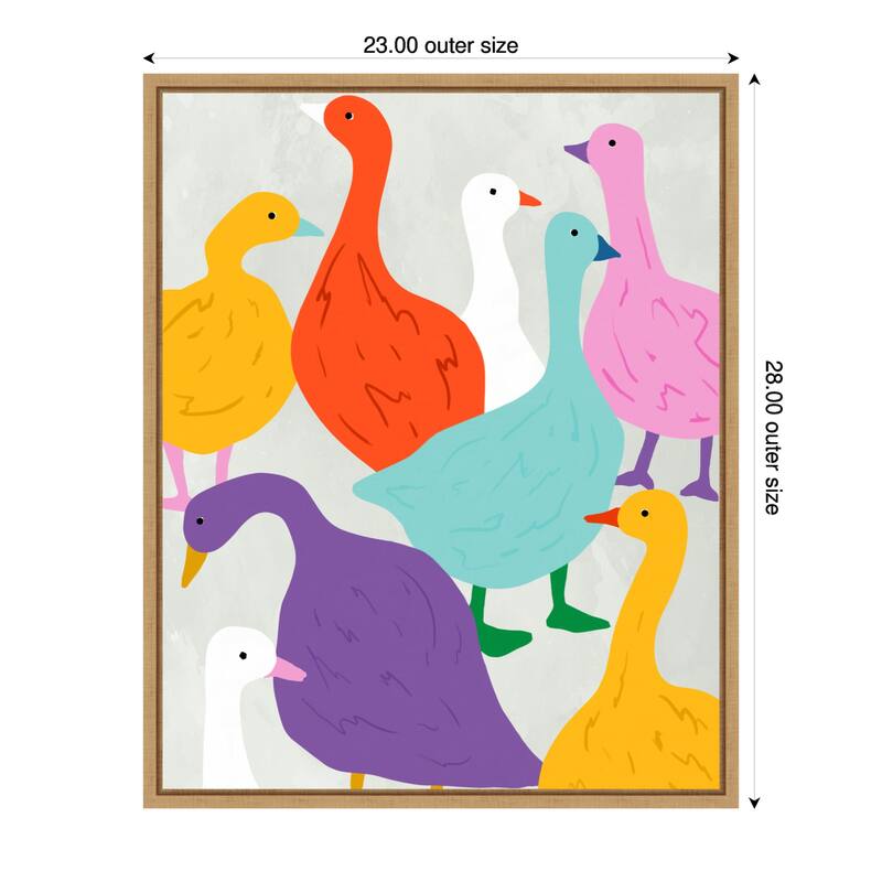Duck Around a Find Out by Uma Gokhale Framed Canvas Wall Art - 23 x 28 in