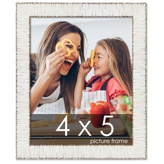 4x5 White Rustic Birch Wood Picture Frame with UV Acrylic