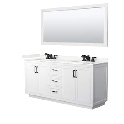 Miranda 72-inch Double Vanity, Quartz Top, 70-inch Mirror