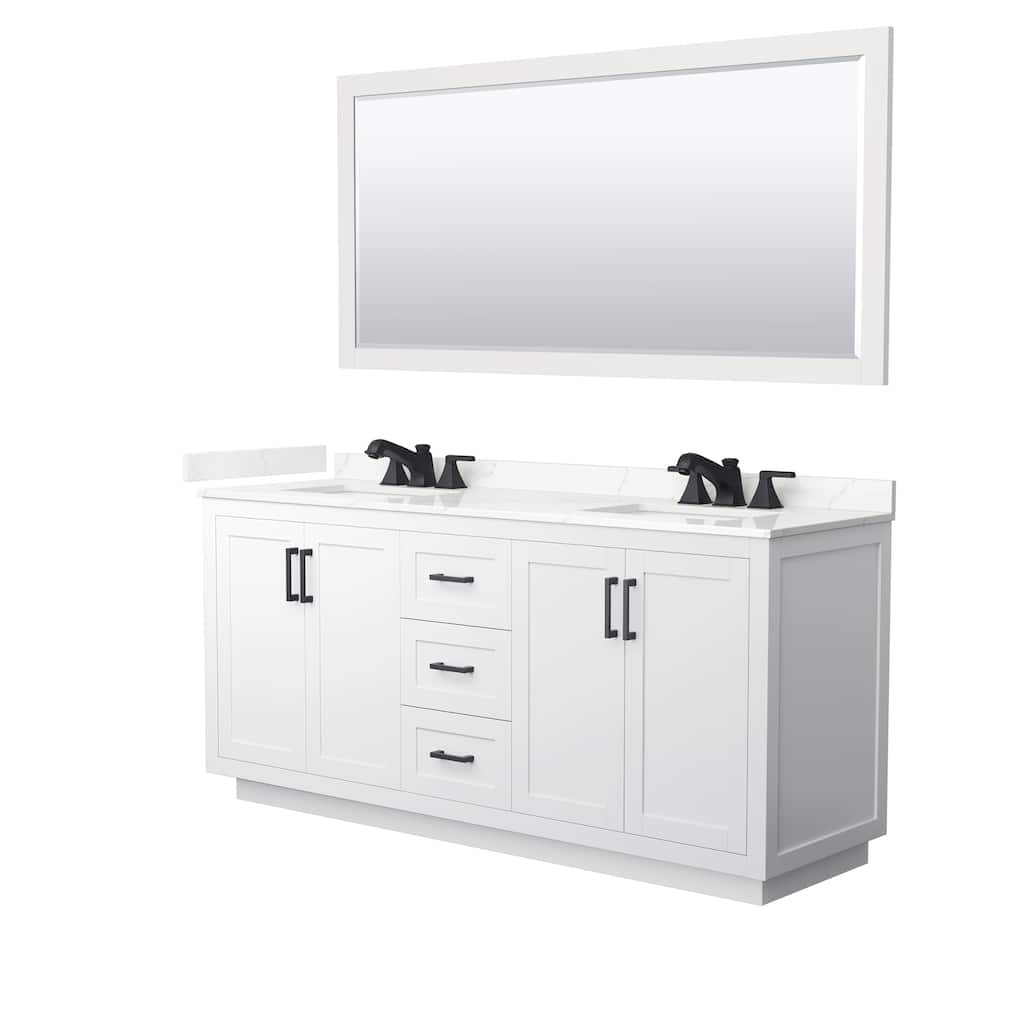 Miranda 72-inch Double Vanity, Quartz Top, 70-inch Mirror