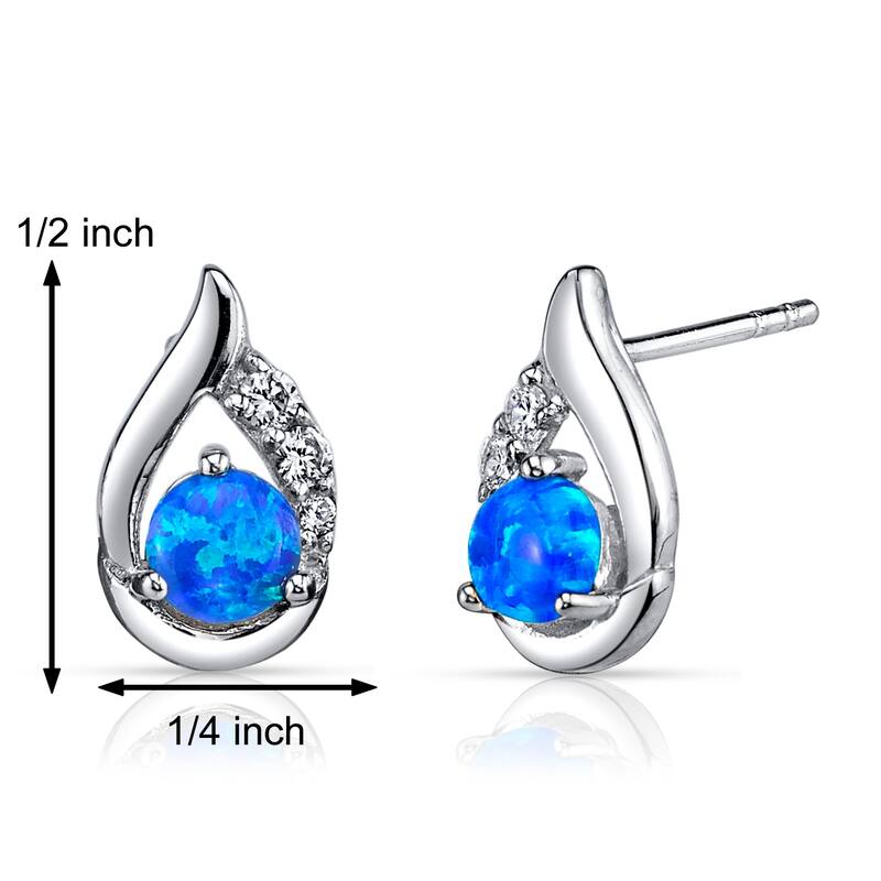Sterling Silver 0.75ct Created Opal Round Stud Earrings