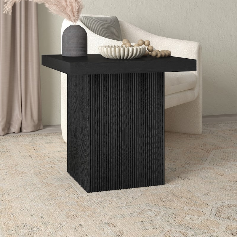 Torren 22" Wide Square Fluted Side Table - 22" Wide