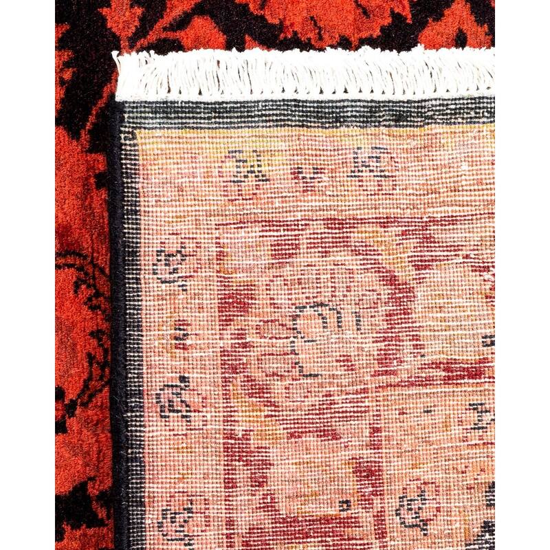 Overton Hand Knotted Wool Vintage Inspired Modern Contemporary Overdyed Orange Area Rug - 3' 2" x 4' 10"