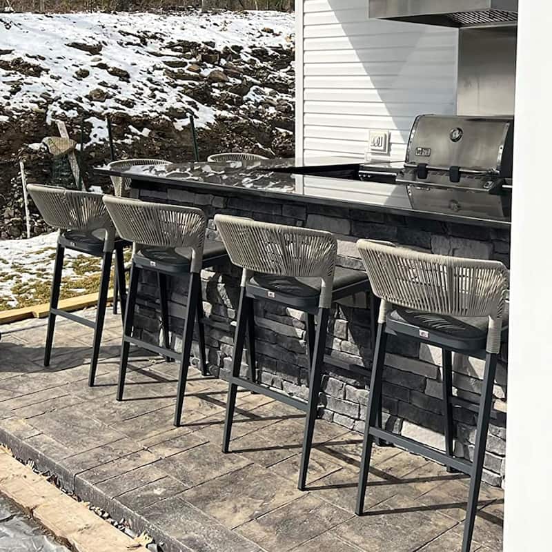 PURPLE LEAF Outdoor Dining Chairs Set of 2 Patio Bar Hight Stools with Cushion