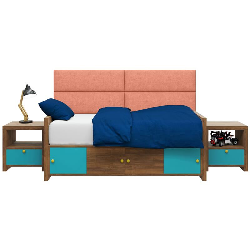 Jaxx Panelist Modern Padded Headboard - Set of 4 Fun Color Panels for Kids - Soft Suede - Sorbet Pink - King