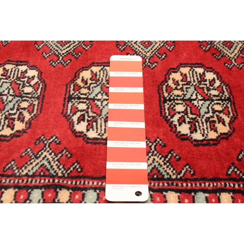 ECARPETGALLERY Hand-knotted Peshawar Bokhara Red Wool Rug - 3'1 x 4'10