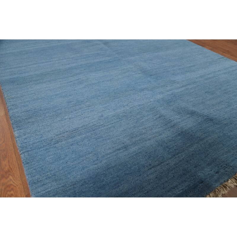 Blue Modern Gabbeh Oriental Rug Handmade Wool Carpet - 4'8"x 6'7"