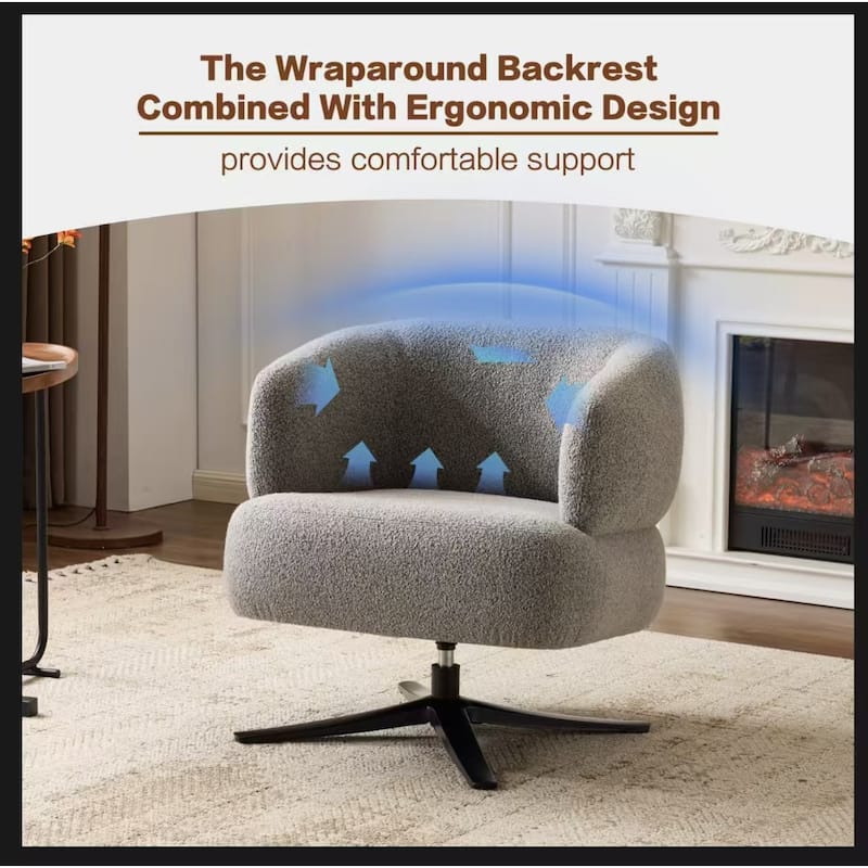 Swivel Chair Leisure Chair Side Chair, Rustic Accent Chair Antique Grey Reception Chair Reading Chair Armchair