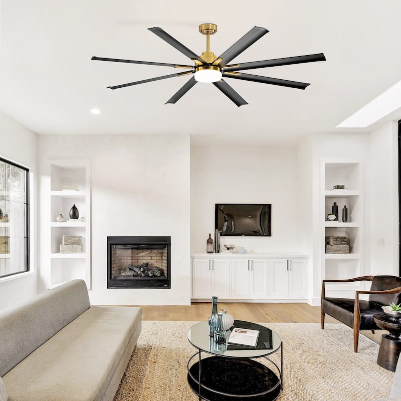 72-in Gold LED Indoor Chandelier Ceiling Fan with Light Remote (8-Blade)