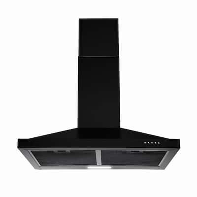 24 inch Wall Mounted Range Hood Kitchen Exhaust Stove Vent Hood 450 CFM 3-Speed Fan w/LED