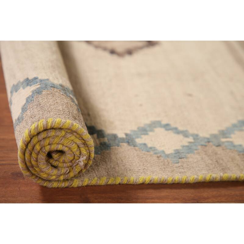 Kilim Shiraz Persian Vintage Area Rug Hand-Woven Wool Carpet - 3'10" x 4'6"