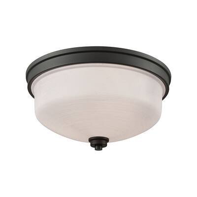 Casual Mission 3-Light Flush in Oil Rubbed Bronze with White Lined Glass