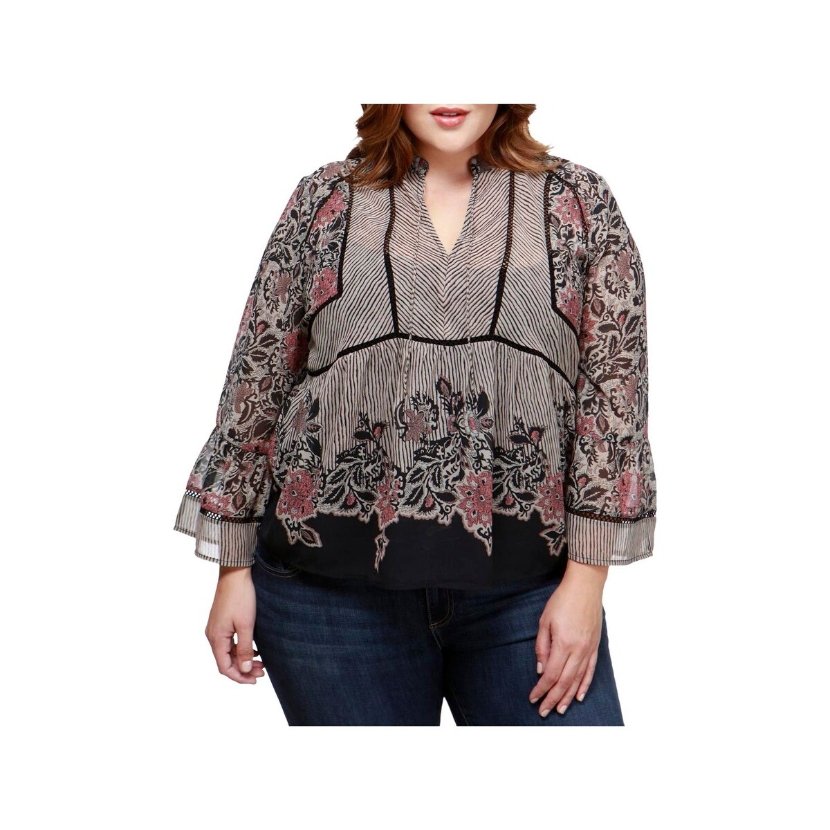 lucky brand mixed print top