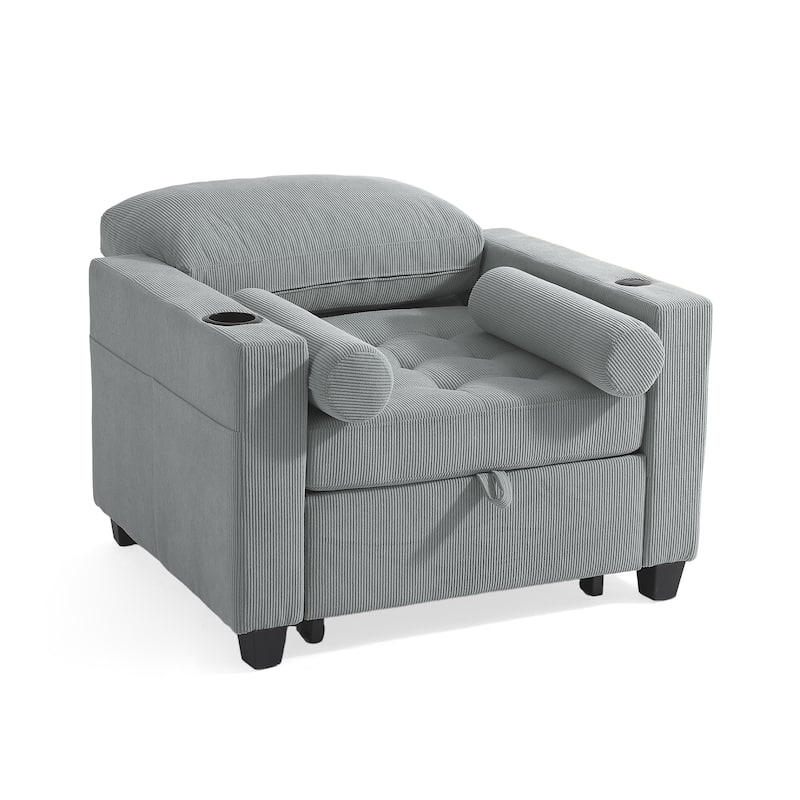 2 Set Convertible Adjustable Lounge 3-in-1 Pull-Out Sleeper Chair Bed