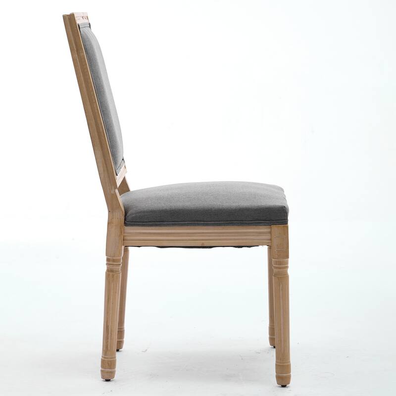 Roomfitters French Dining Chairs Set of 2, Solid Wood Louis Chairs with Square Back and Fabric Upholstery