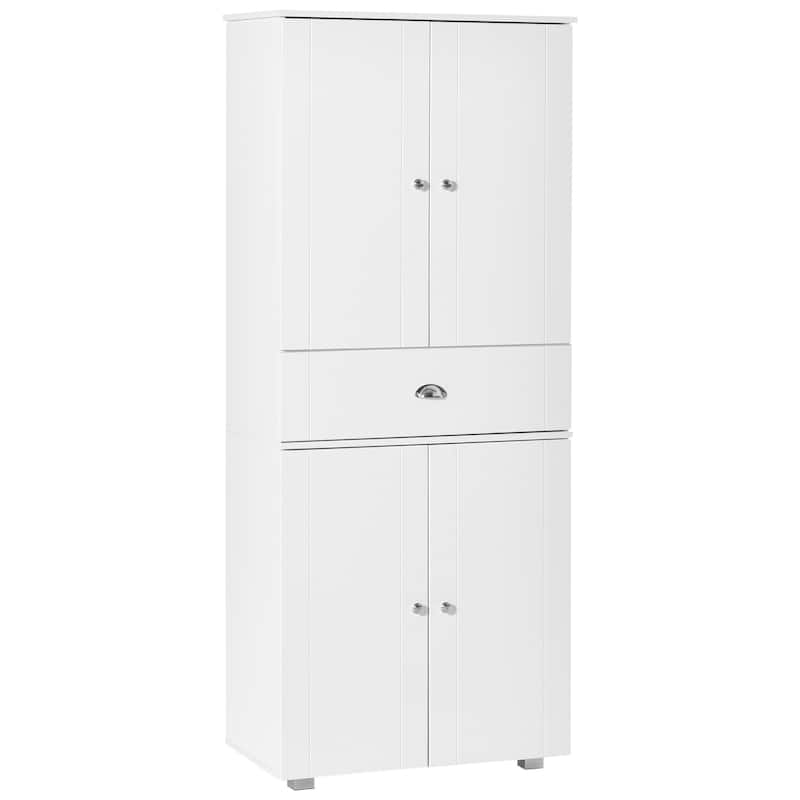 HOMCOM 71" Freestanding Kitchen Pantry Storage Cupboard Floor Utility Cabinets with Drawer and 3 Adjustable Shelves