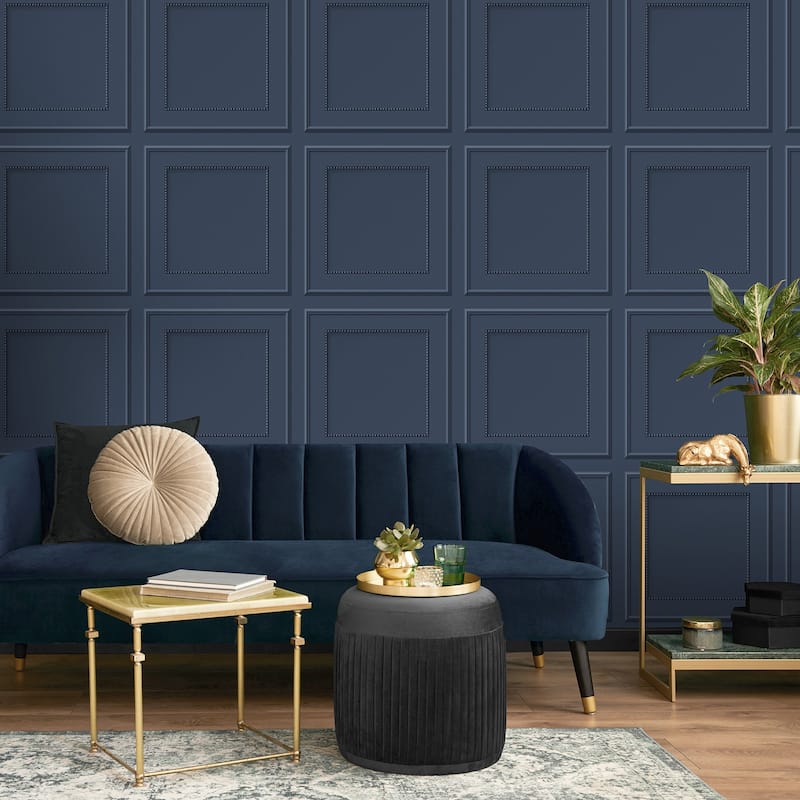 Fine Decor Cezanne Dark Blue Beaded Panel Wallpaper