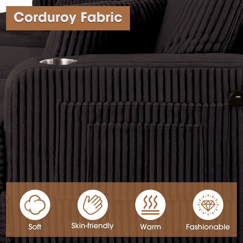 Modern Fabric 3-piece Sectional Sofa Set with Loveseat and Storage Ottoman