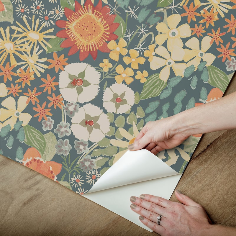 Sadie Teal Peel and Stick Wallpaper