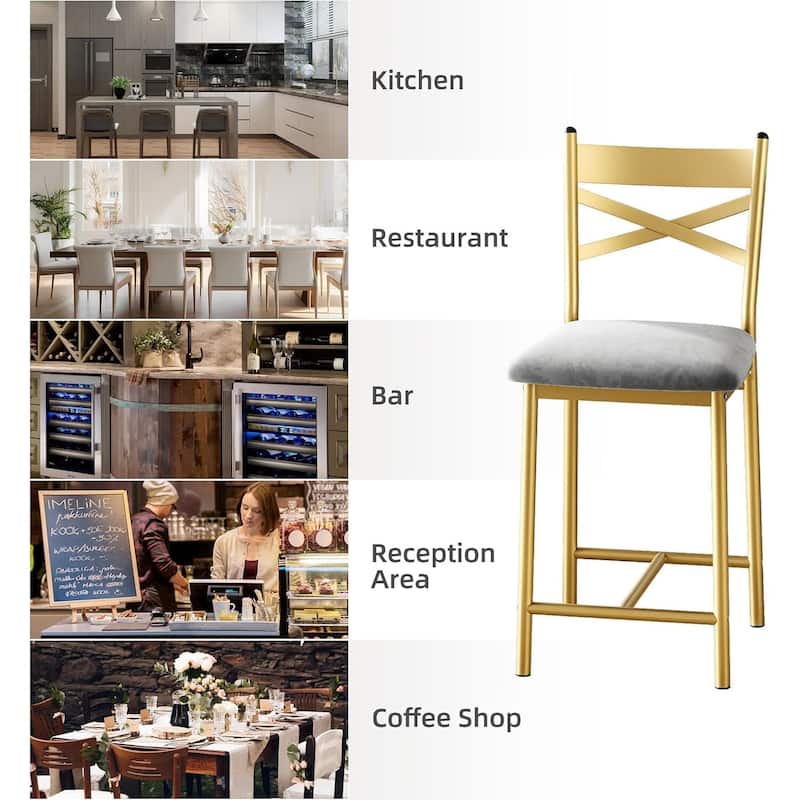 Modern 26" Counte Height Bar Stools for Kitchen Island, Gold