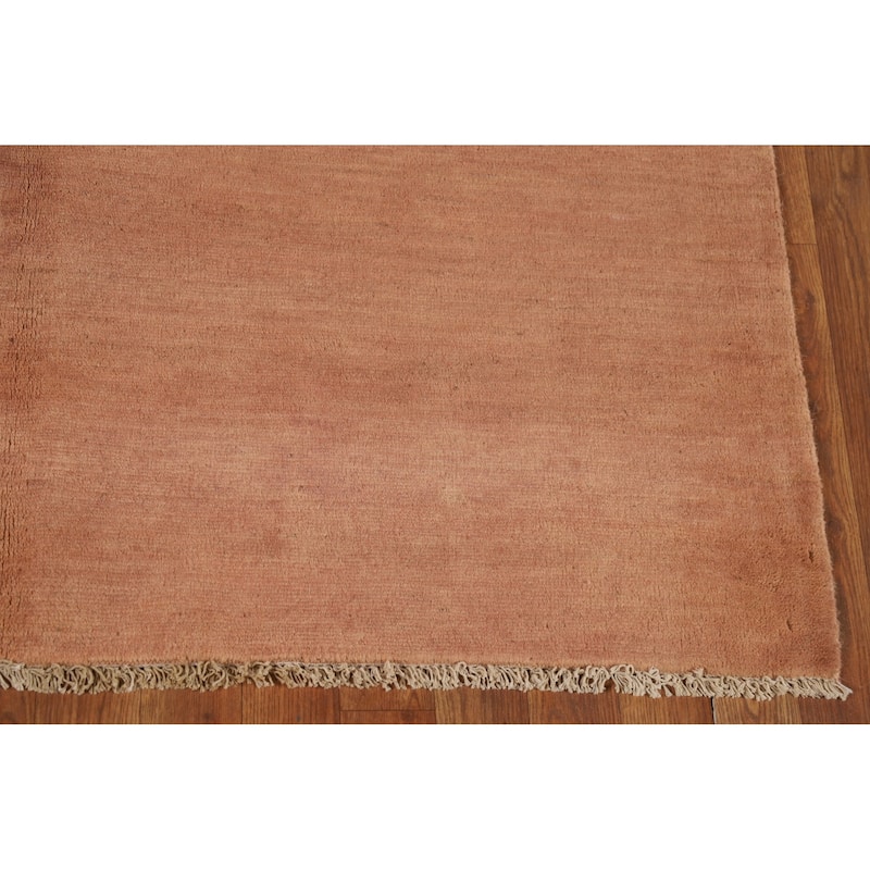 Brown Orange Modern Gabbeh Oriental Rug Hand-Knotted Wool Carpet - 4'9"x 6'5"