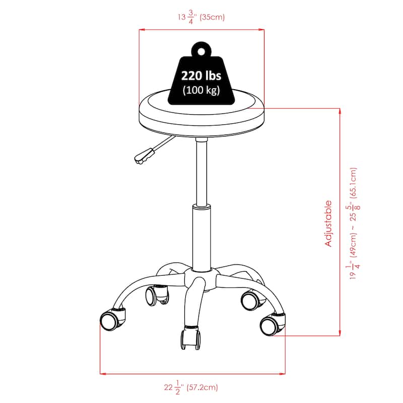 Adjustable Round Swivel Stool with Chrome Base and Charcoal Faux Leather - 22.52 x 22.52 x 25.59 inches