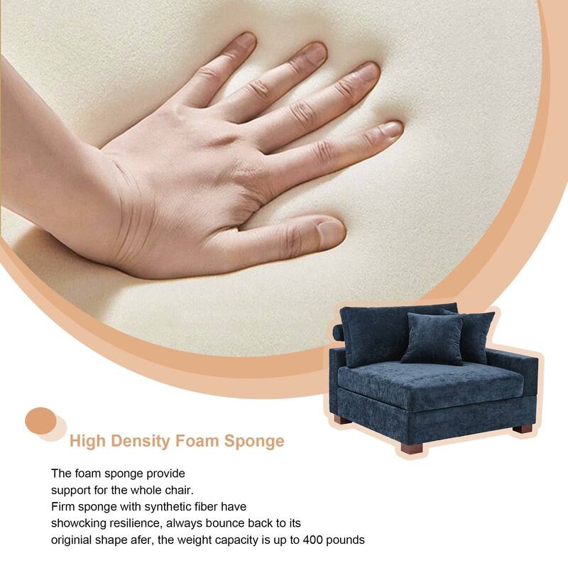 Chenille Upholstered Armless Accent Chair With Plush Cushion