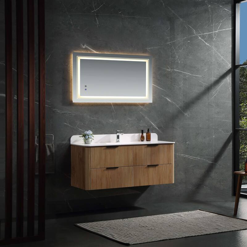 Modland 48" Wall-Mounted Bathroom Vanity with Acrylic Top Integrated Sink & Overflow