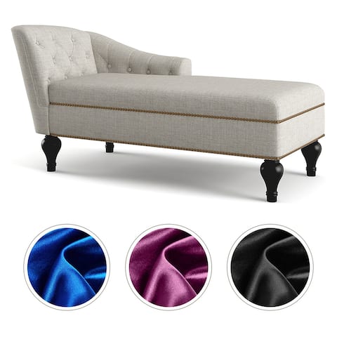 Chaise Lounge Indoor Chair Tufted Fabric, Modern Long Lounger 4 Colors