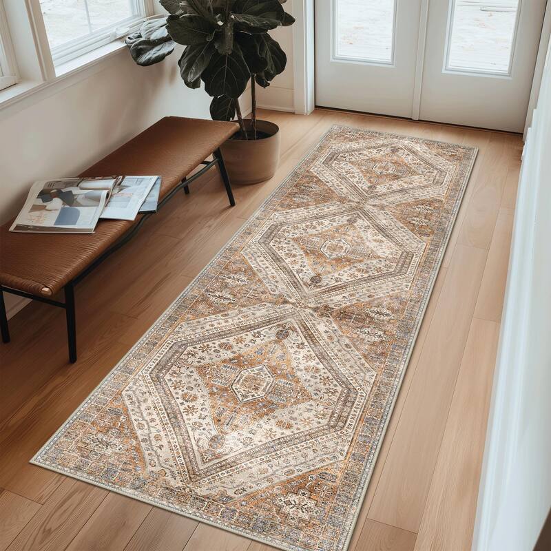 Mcow Everyday Comfort Neutral Low Pile Washable Non-Slip Area Rug