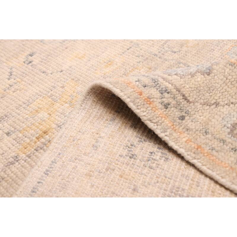 ECARPETGALLERY Hand-knotted Modern Oushak Light Grey Wool Rug - 4'1 x 5'9