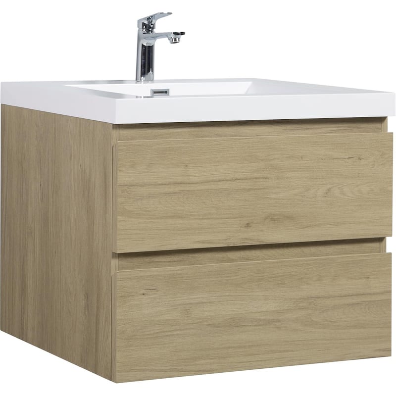 30" Modern Floating Bathroom Vanity with Glossy Resin Sink, Wall-Mounted Bathroom Cabinet with Soft Close Drawers