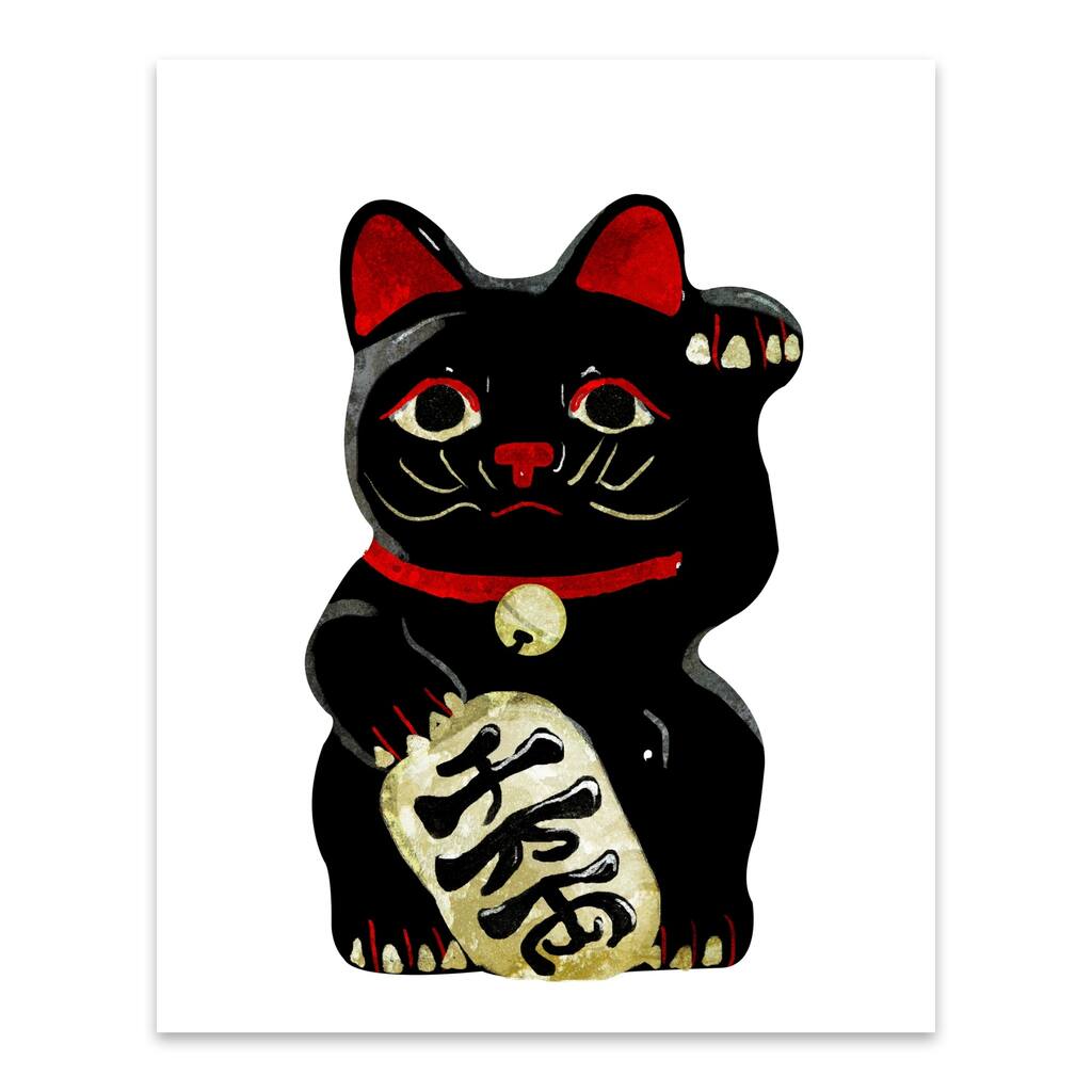 Animals Cartoon Cat Japanese Culture Metal Wall Art Print