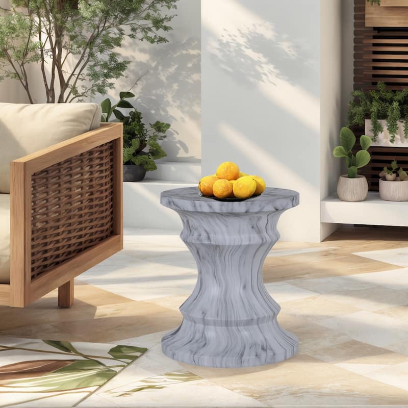Modern Small Round Side Table for Tree Stump Garden Stool indoor and Outdoor - Grey