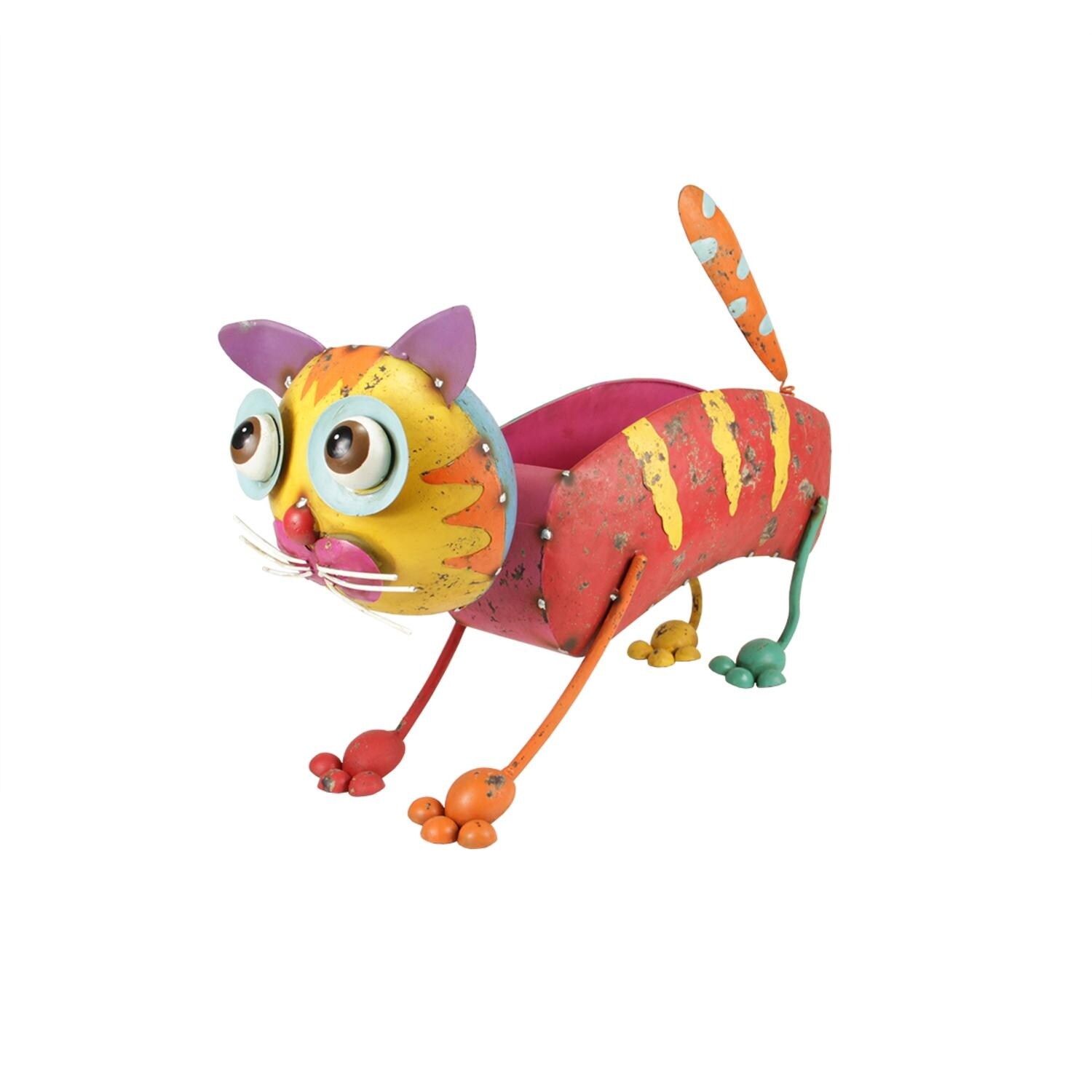 Shop 17 5 Bright Yellow And Red Distressed Finished Cat Outdoor