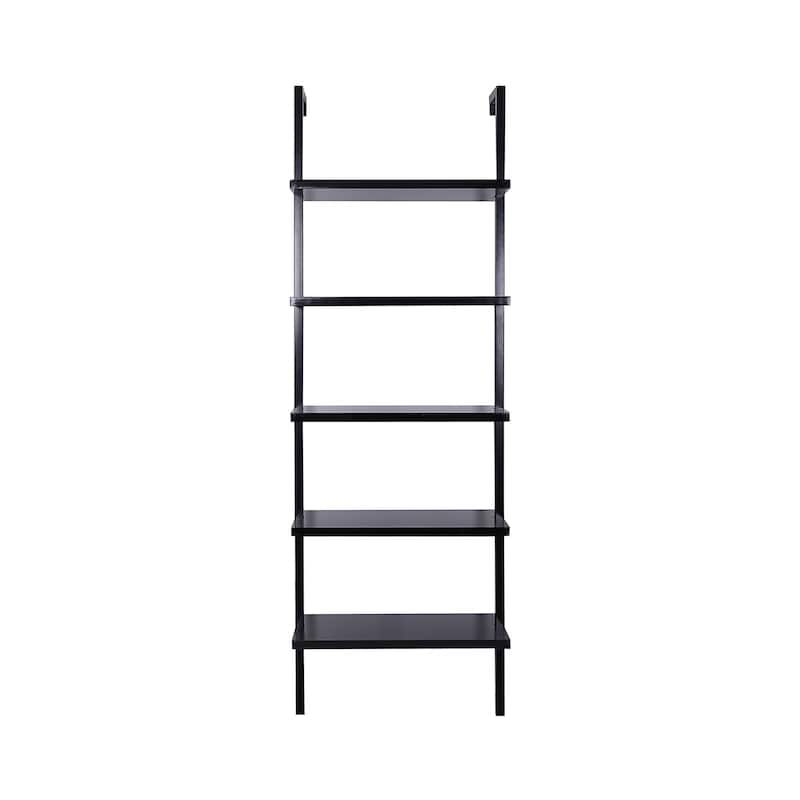 Nathan James Theo 5-Shelf Ladder Bookcase Wood with Metal Frame