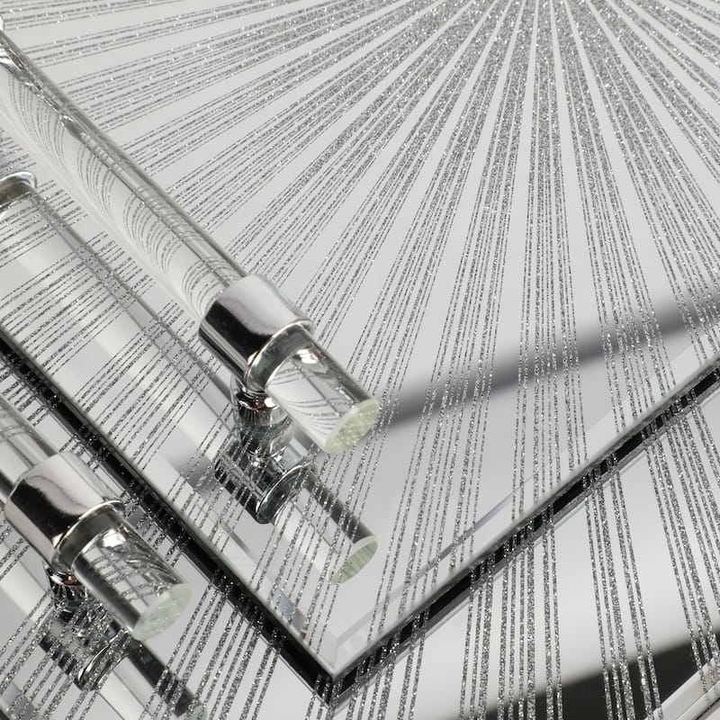 Decorative Pattern Glass Tray with Handles - Chic Home Decor - Accent Tray