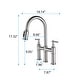 preview thumbnail 22 of 20, Transitional Bridge Kitchen Faucet with Pull-Down Sprayhead, Double Handle Kitchen Sink Faucet