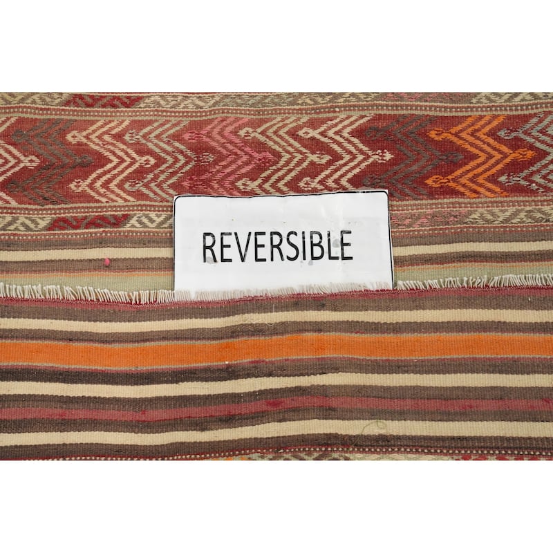 Hand Woven Oriental 100% Wool Carpet Southwestern Tribal Multi-Colored Kilim Area Rug - 6' 11'' X 3' 8''