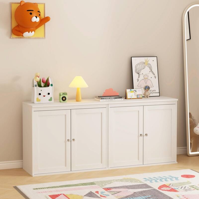 Kitchen Storage Cabinet with Double Doors - Coffee Bar Sideboard with Adjustable Shelves