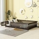 preview thumbnail 3 of 7, Grey Queen Size Wooden Floor Bed with Fence, Door, Rubber Safety Guardrails