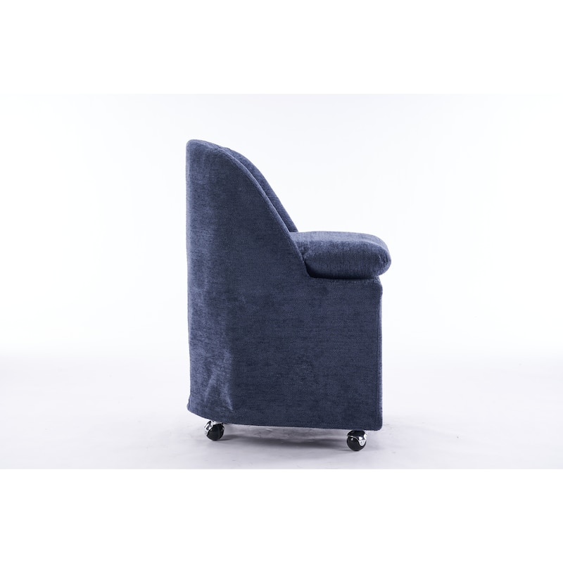 Upholstery Dining Chairs With Universal Wheels Set of 2