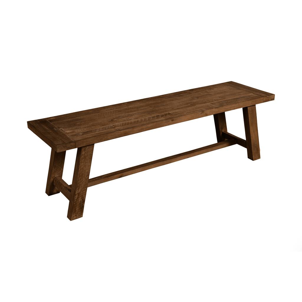 Bela Dining Bench, 60 Inch Rectangular Seat, Rich Brown Acacia Wood