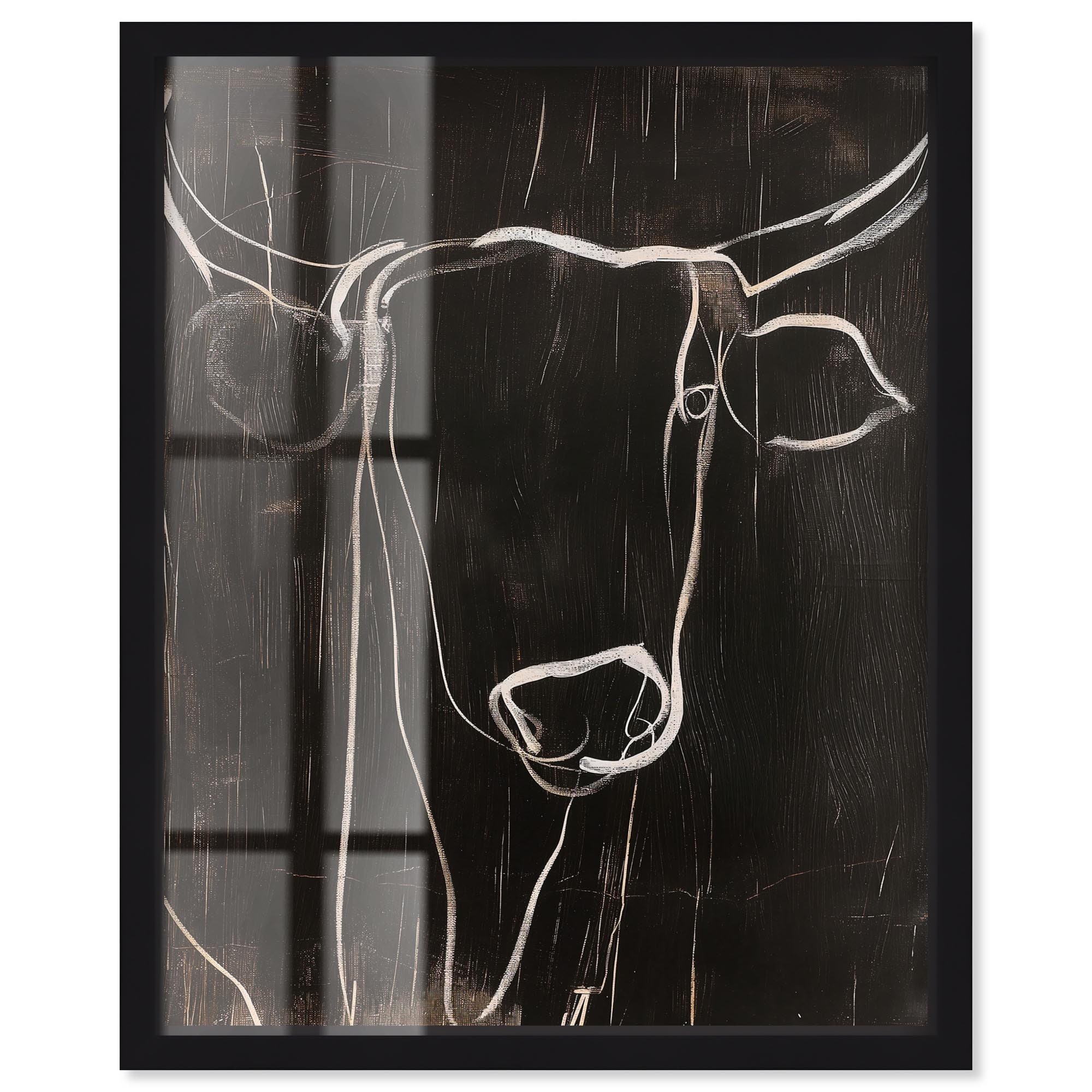 Bull on Black Farmhouse Art Shadowbox Print by Art Remedy
