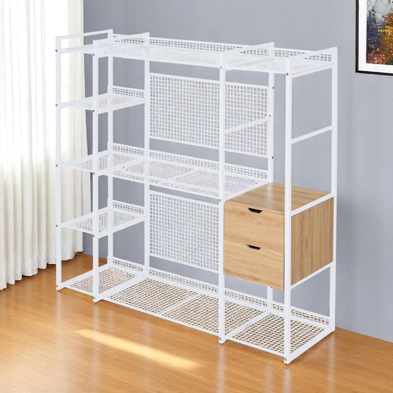 HomeRoots 69" White Metal Closet System - White